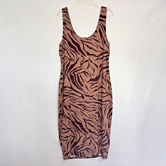 Bar III Sleeveless Dress Stretchy Brown Black Zebra Print Size 2X Classic - Picture 2 of 7